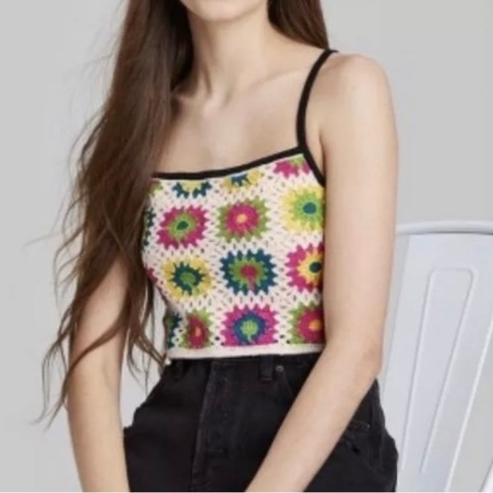 Wild fable Crochet crop tank top Size Large New with Tags 🧶Cottagecore